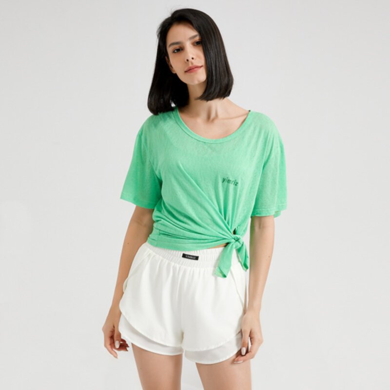 Summer loose large round neck color t-shirt